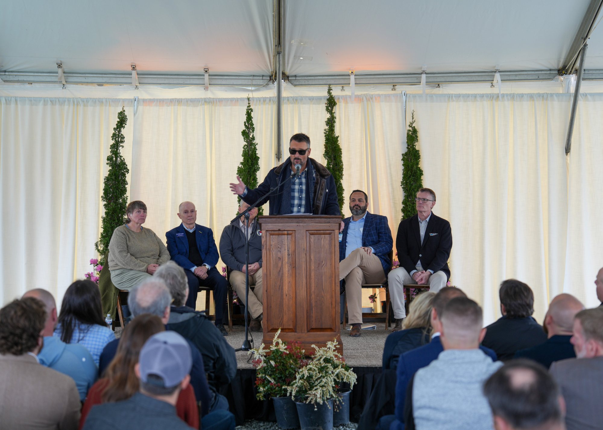 Eric Church speaking at the Blue Haven groundbreaking